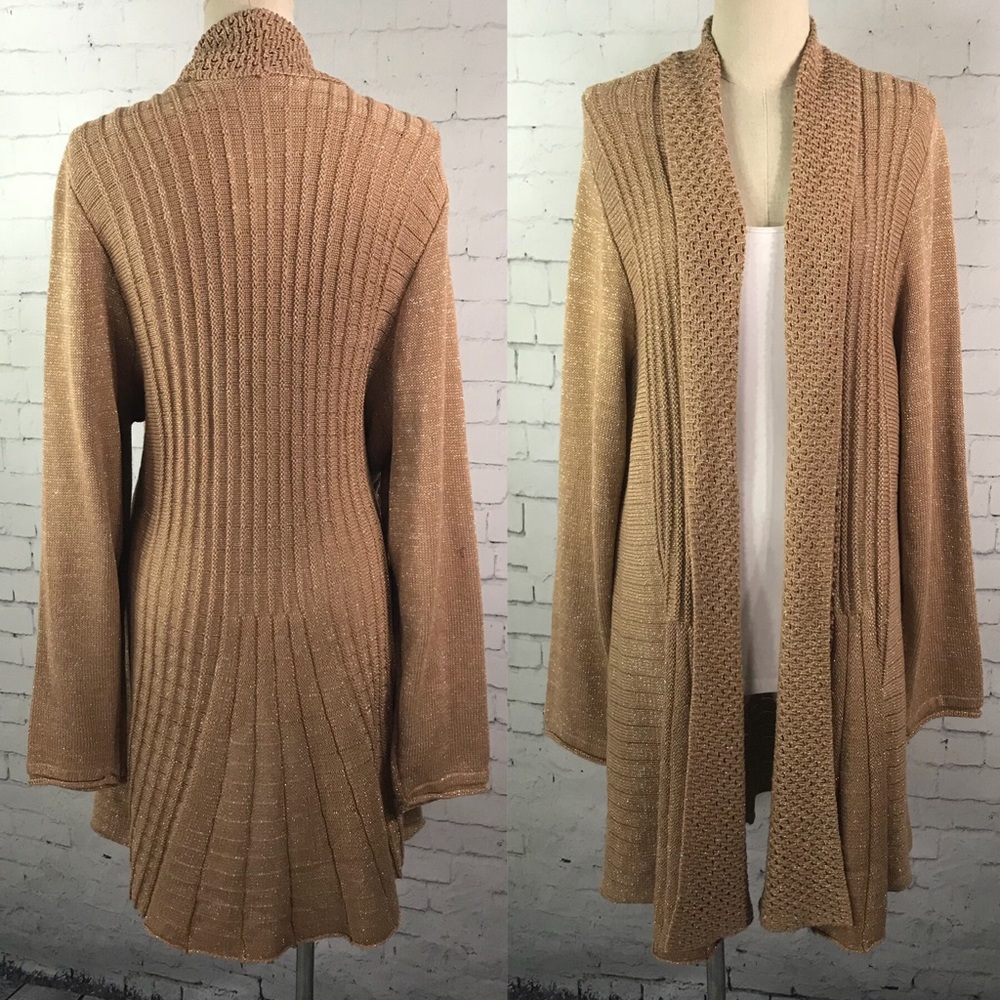Studio works gold brown cardigan NWT